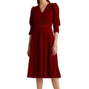 Ralph Lauren Women’s Velvet Puff Sleeve Dress size 12 NWT